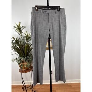 Calvin Klein Dress Pants Men's Size 32x30 Gray Plaid Quiet Luxury Corporate Core